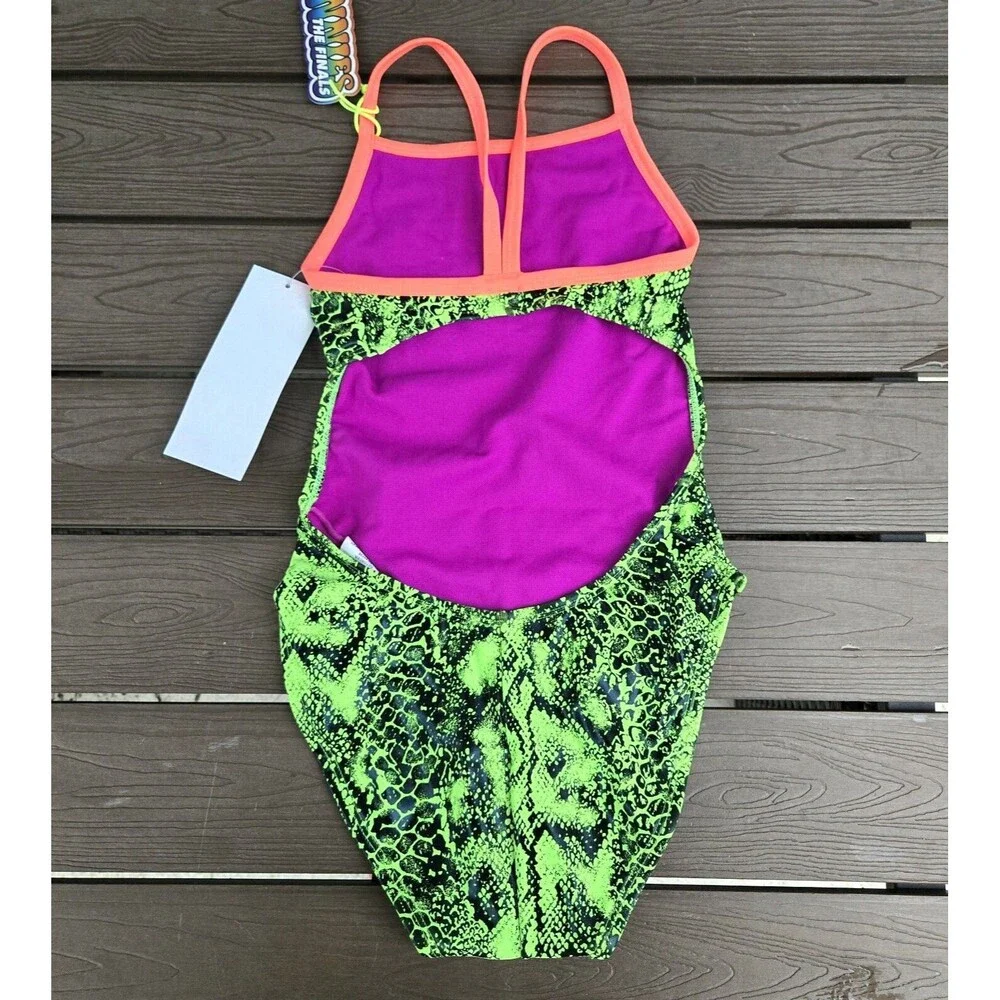 The Finals Youth Girl's The Finals Gecko  Wingback Swimsuit Green - Size 26 NEW